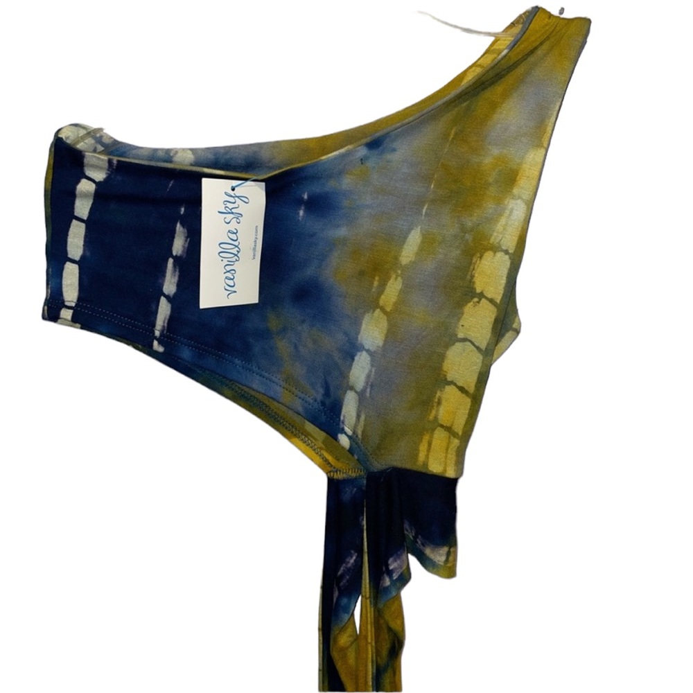 NWT DIOSA - Yellow/Blue Tie Dye Women’s Medium Sleeveless Crop Top NEW WITH TAGS